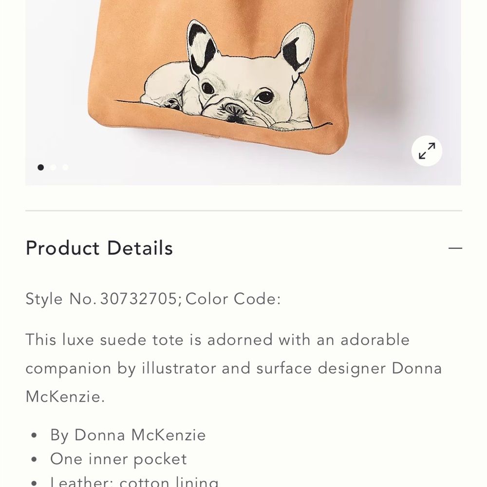 Miss Albright Peach Tote with French Bulldog Design by Donna McKenzie - Picture 8 of 8